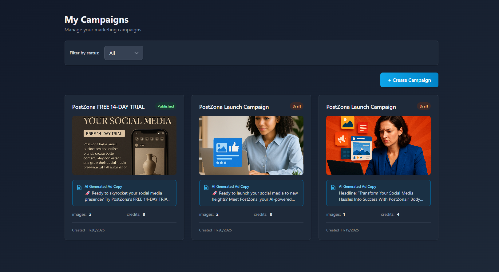 PostZona Dashboard Preview